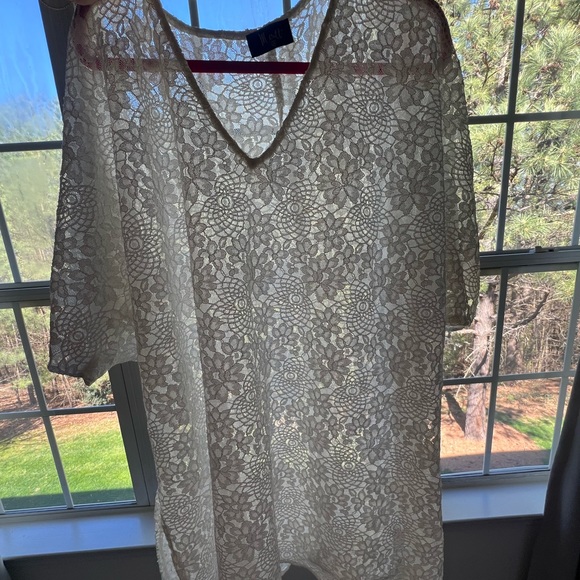 White - 2X - Oversized Bridal Top/ Swimsuit coverup - Picture 4 of 6